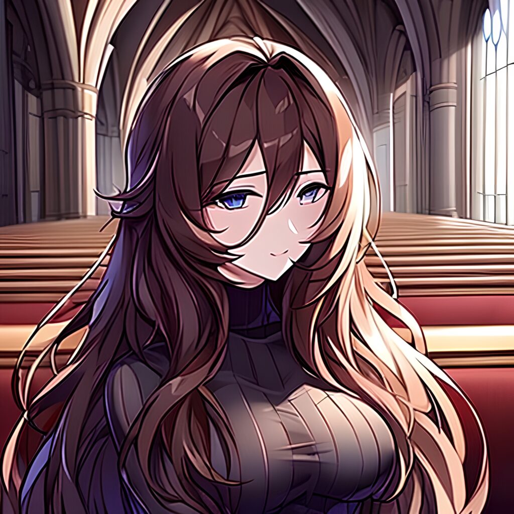 brunette long hair church fishnet messy hair woman 