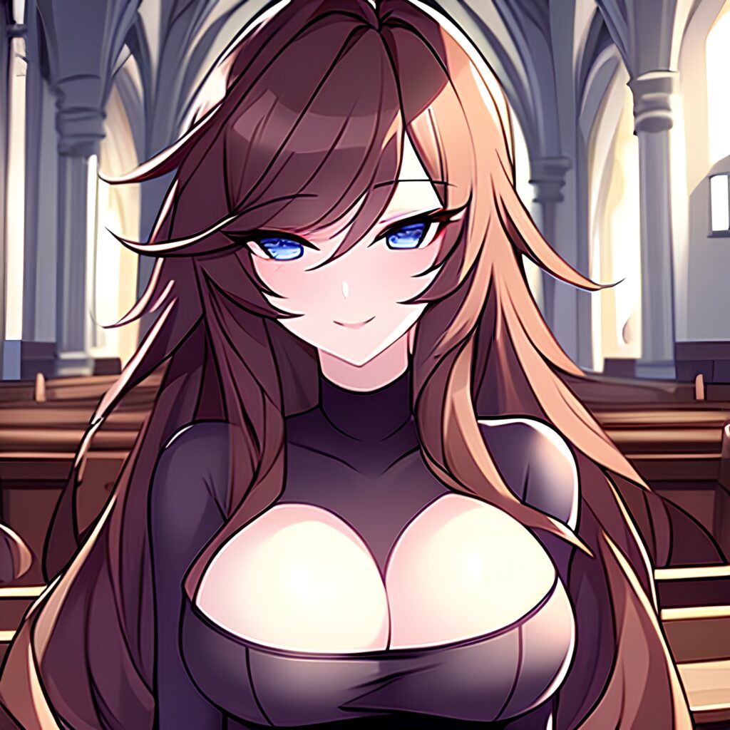 brunette long hair fishnet church messy hair woman 