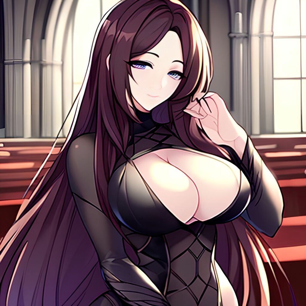 brunette messy hair church fishnet woman long hair 