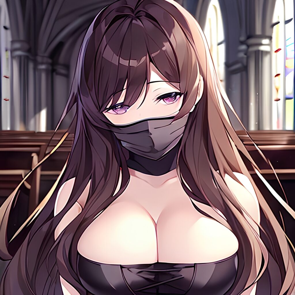 brunette messy hair long hair woman church fishnet