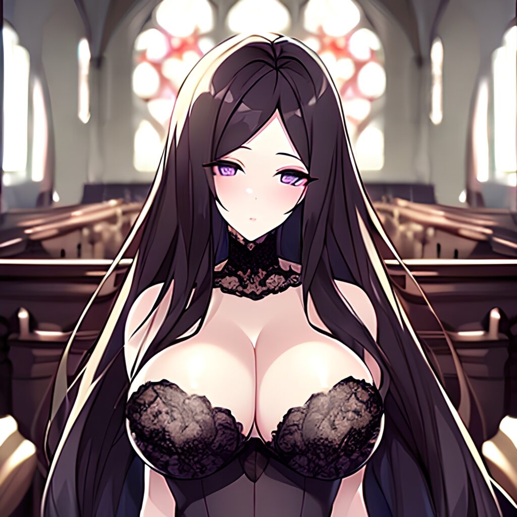 church brunette fishnet long hair messy hair woman 