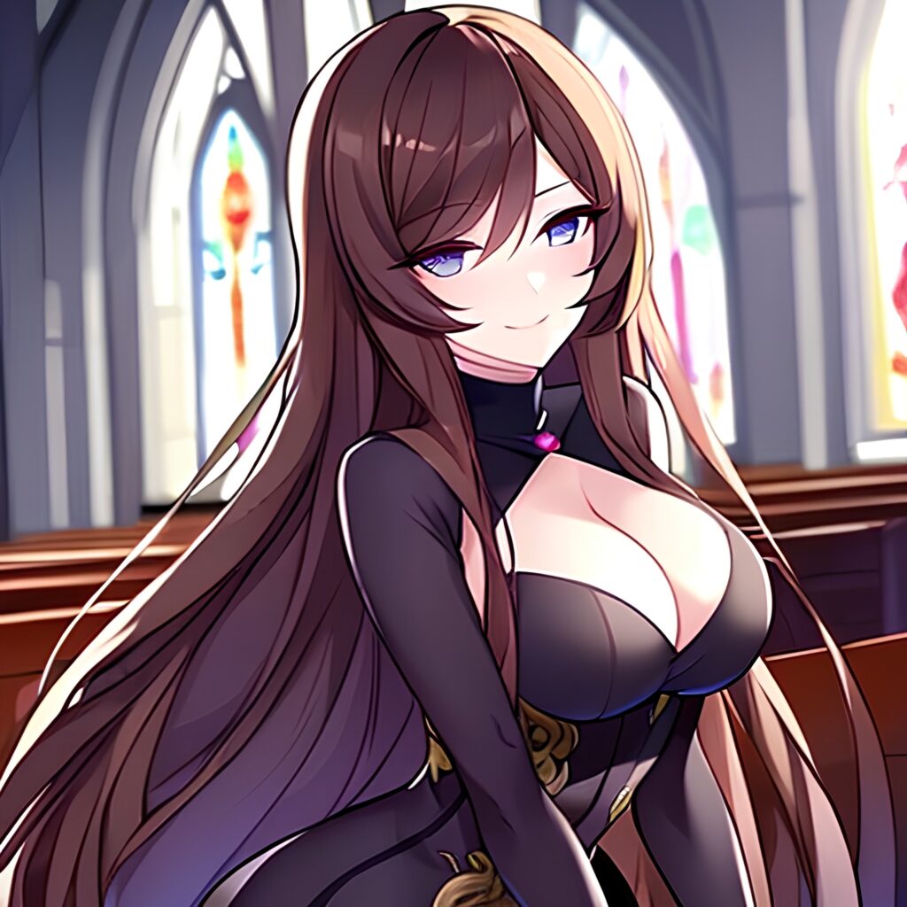 church brunette fishnet messy hair woman long hair 