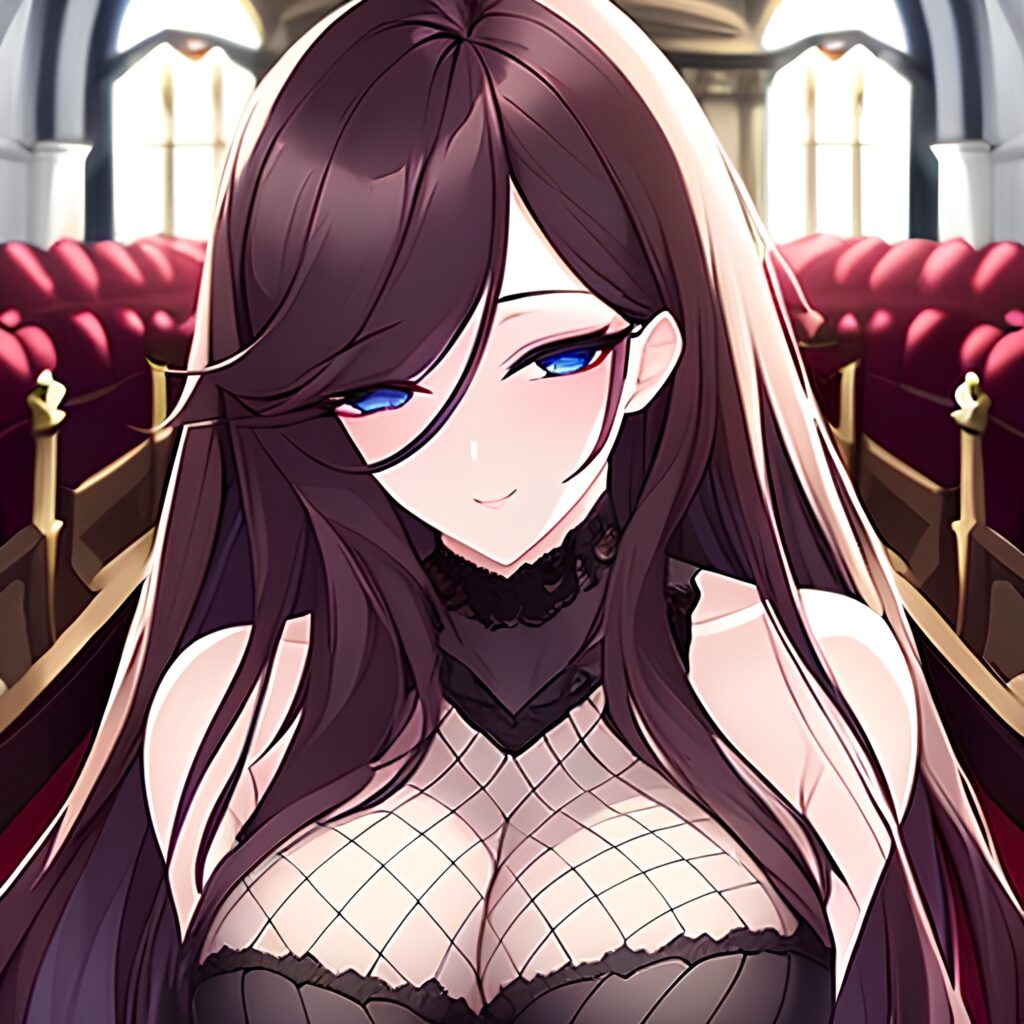 church brunette long hair woman fishnet messy hair 