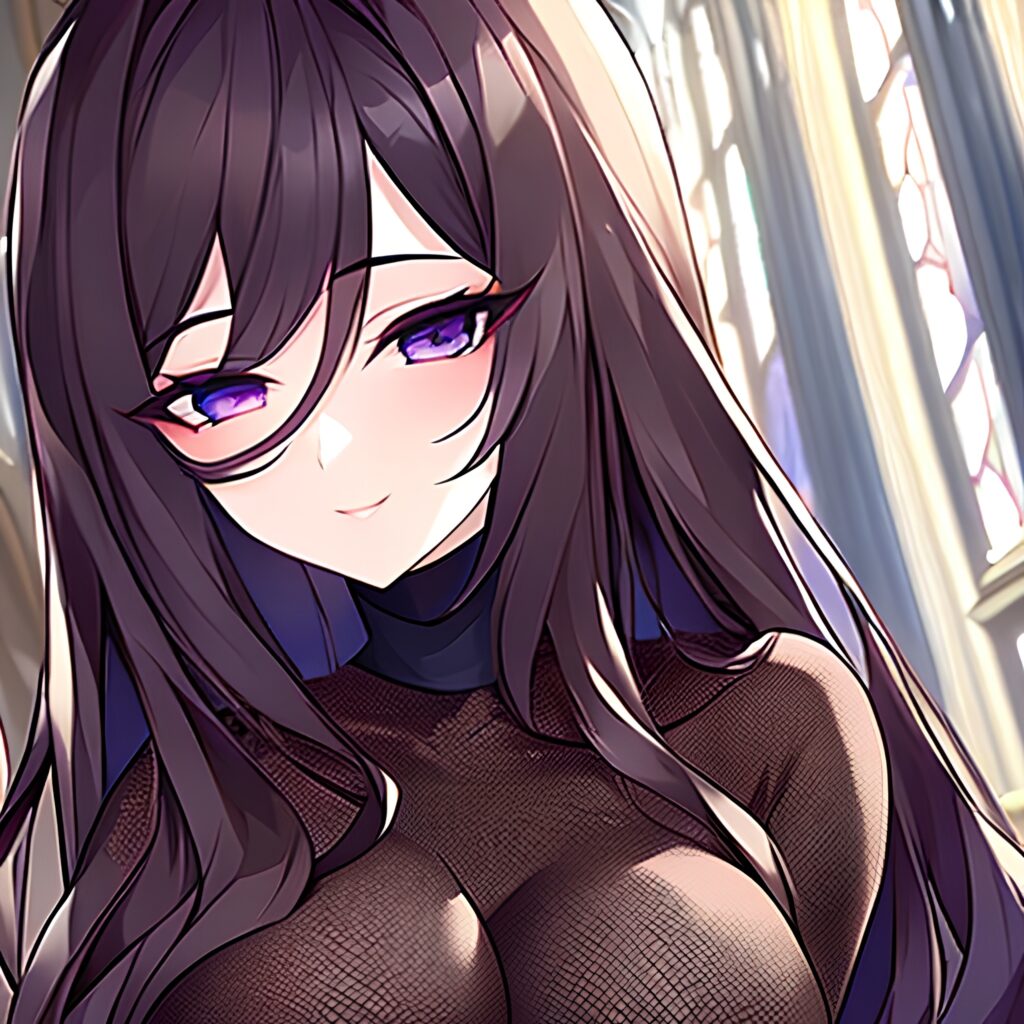 church brunette messy hair fishnet woman long hair