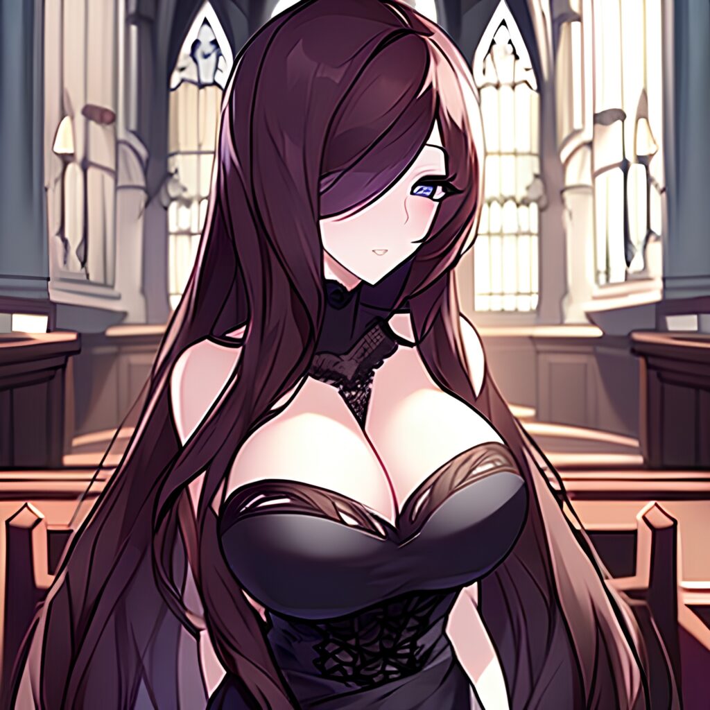 church fishnet brunette messy hair long hair woman