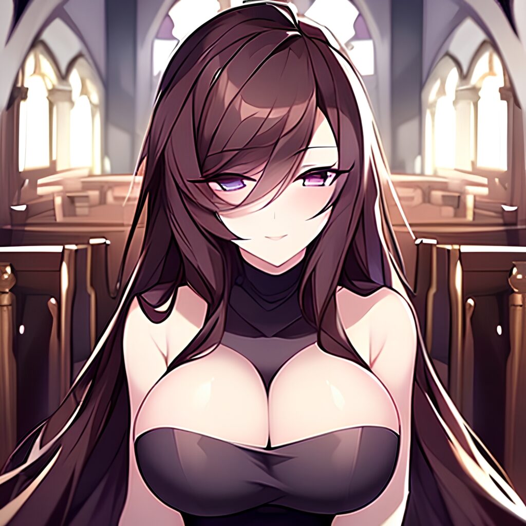 church fishnet brunette messy hair woman long hair