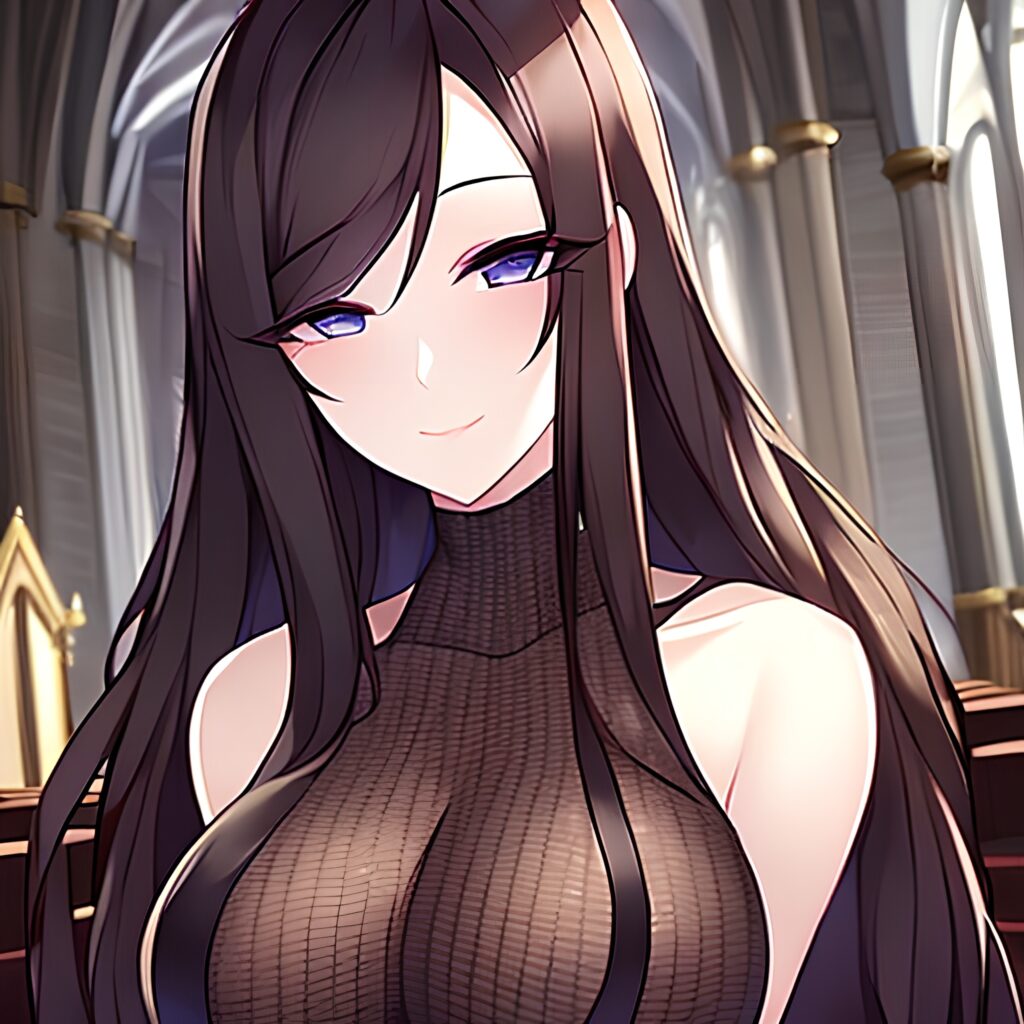 church fishnet long hair messy hair woman brunette