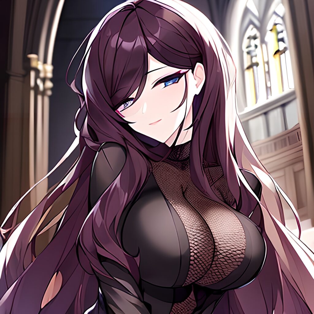 church fishnet long hair messy hair woman brunette 
