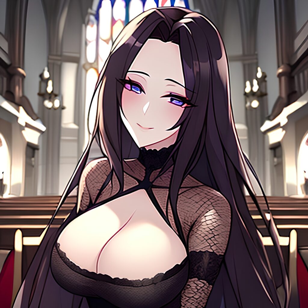 church fishnet long hair messy hair woman brunette
