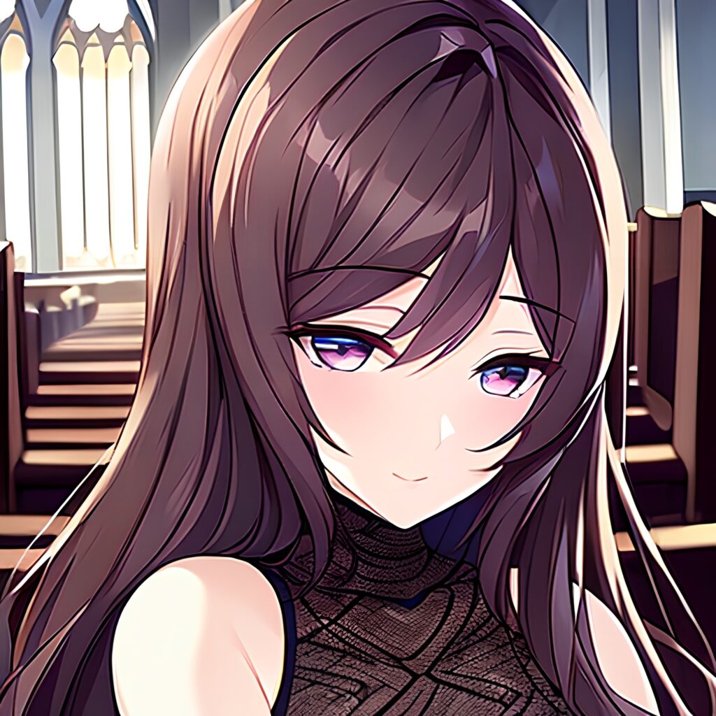 church fishnet long hair woman messy hair brunette 