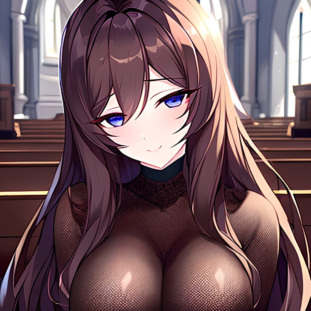 church fishnet long hair woman messy hair brunette 