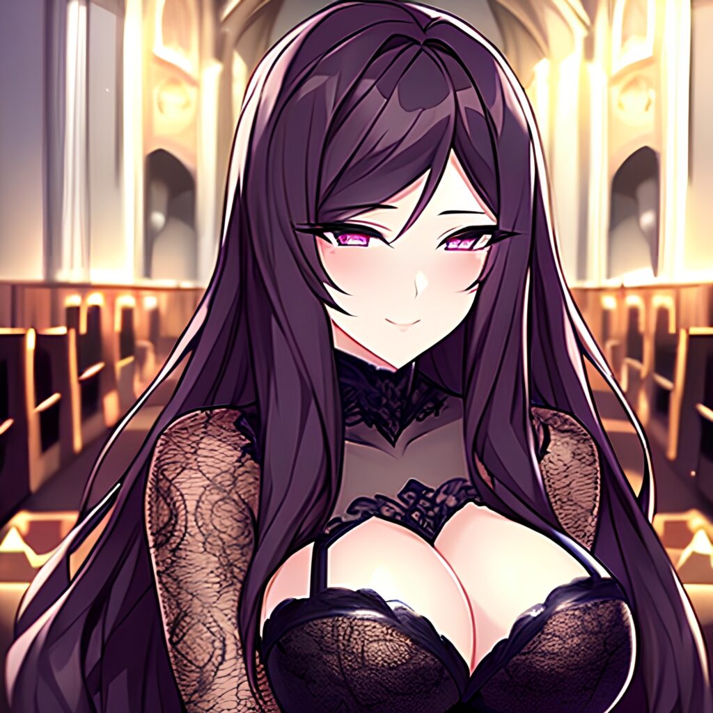 church fishnet long hair woman messy hair brunette