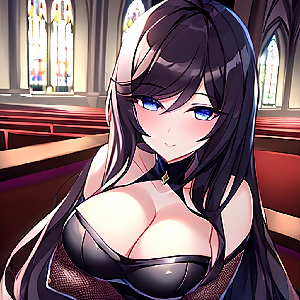 church fishnet messy hair brunette long hair woman
