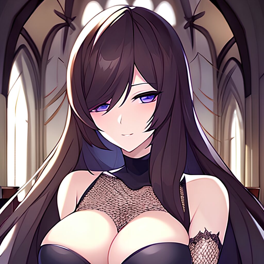 church fishnet messy hair long hair woman brunette