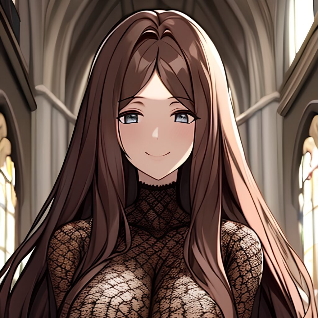 church fishnet messy hair long hair woman brunette