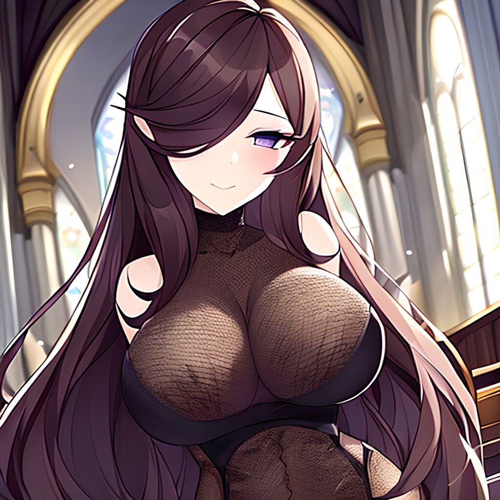 church fishnet messy hair woman brunette long hair 