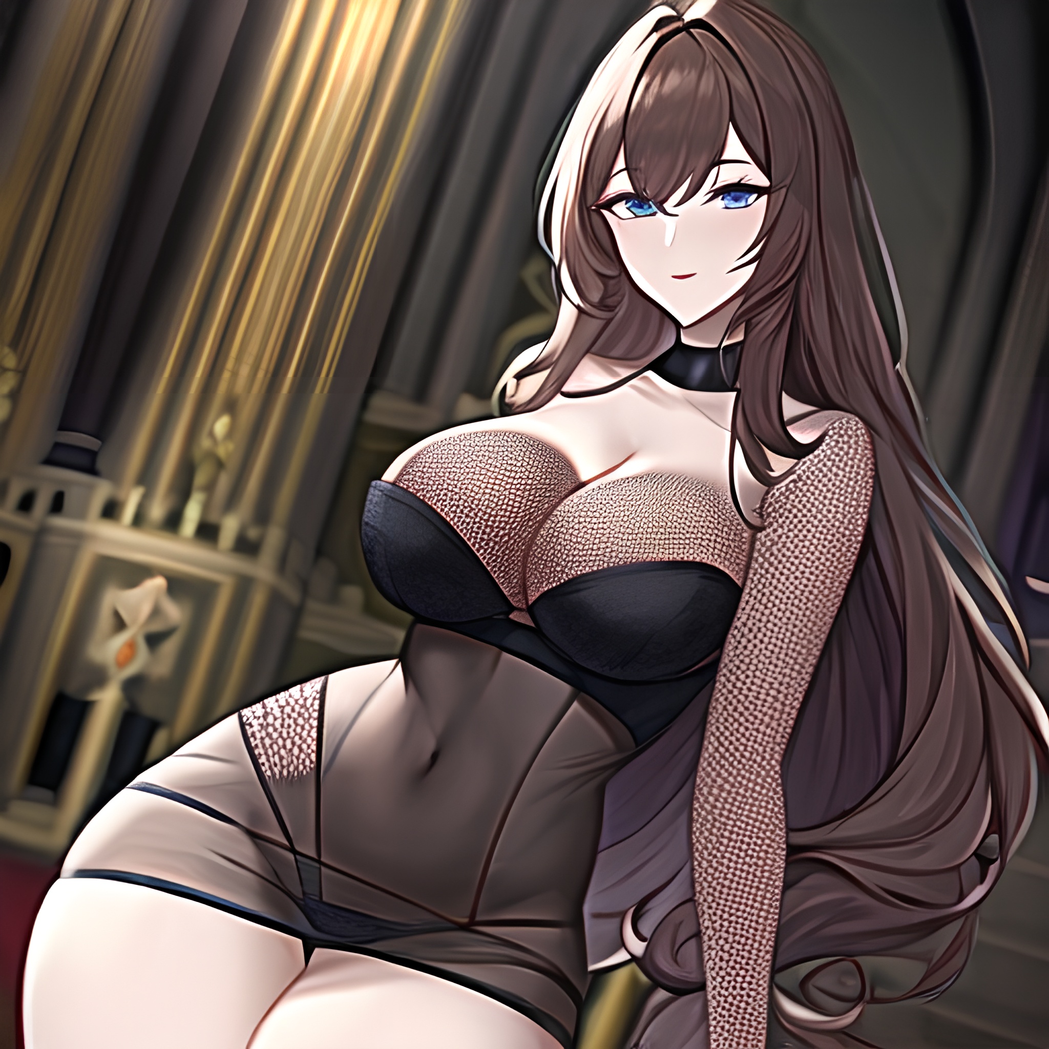 church fishnet messy hair woman brunette long hair