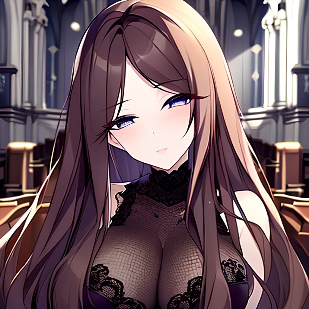 church fishnet messy hair woman long hair brunette