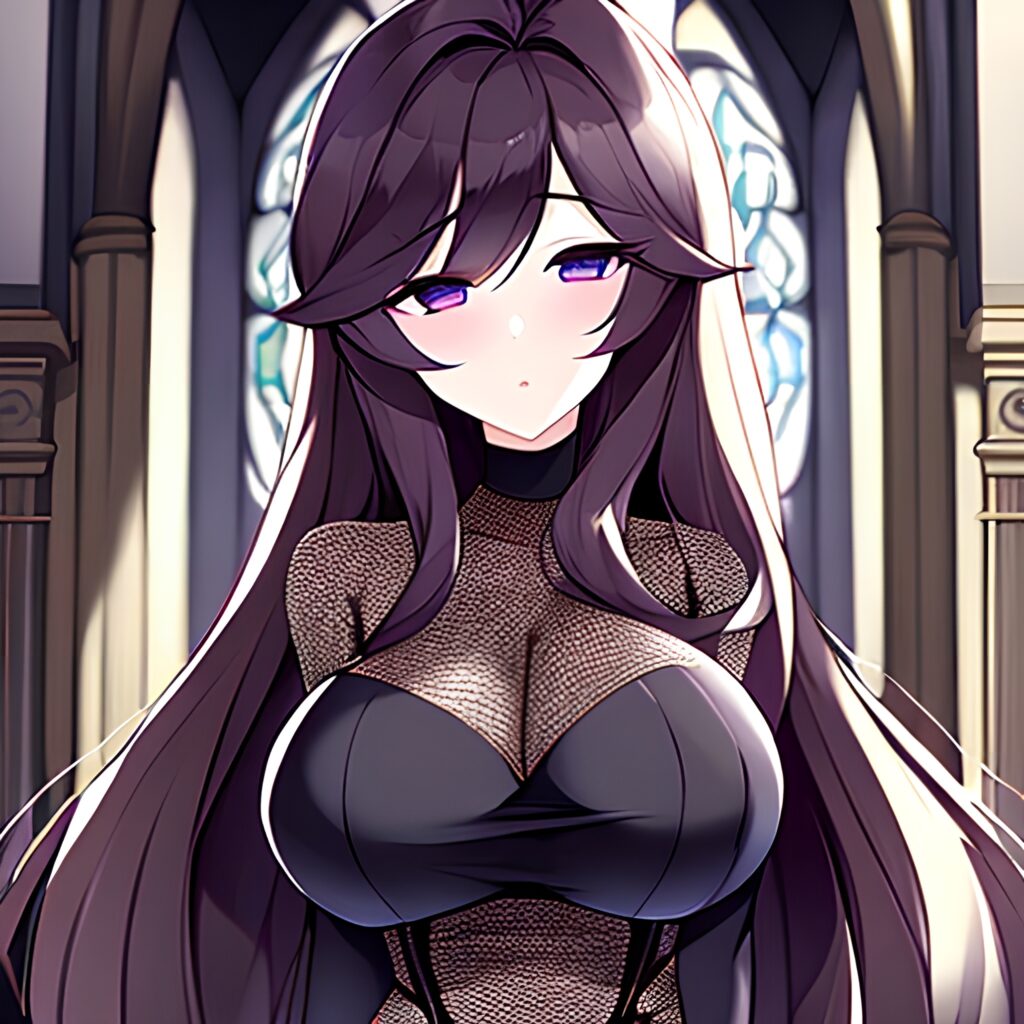 church fishnet messy hair woman long hair brunette