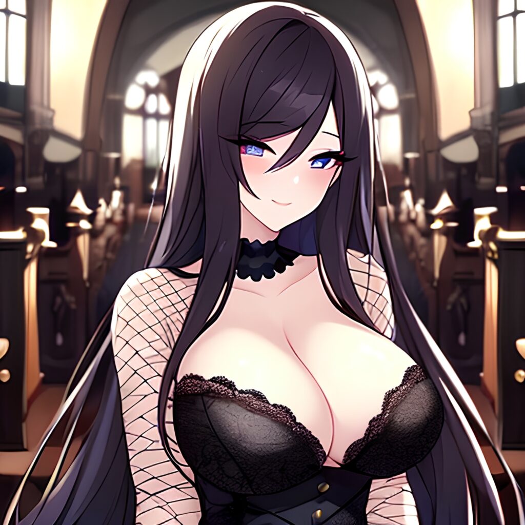 church fishnet messy hair woman long hair brunette