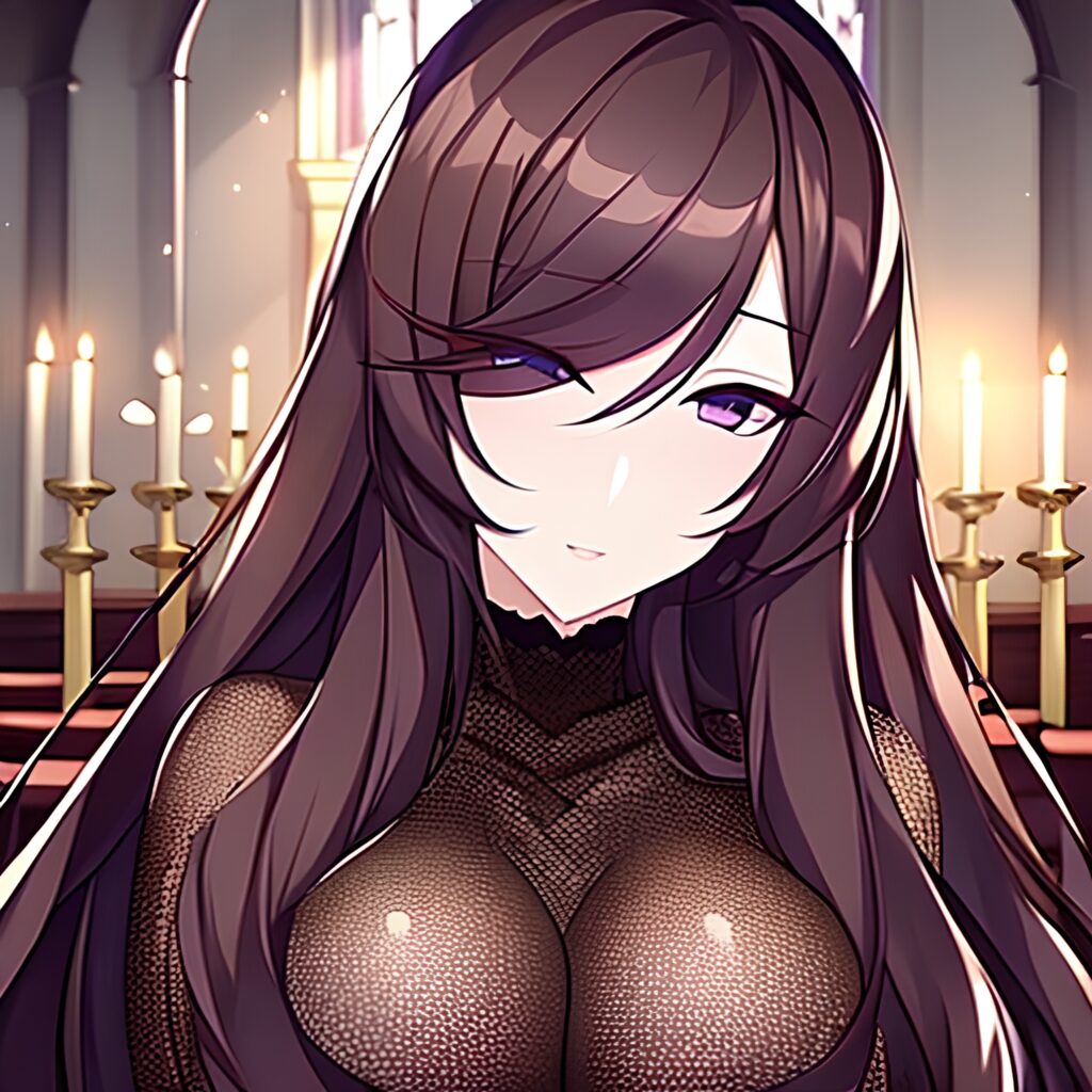 church fishnet messy hair woman long hair brunette