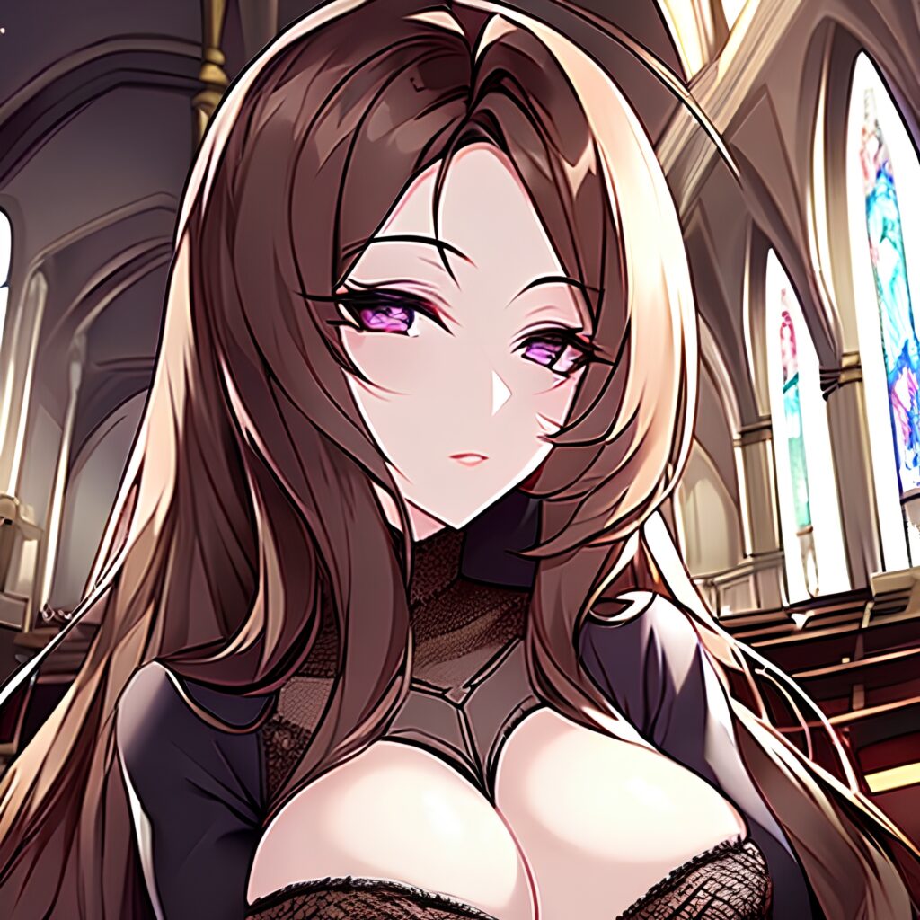 church fishnet woman brunette messy hair long hair