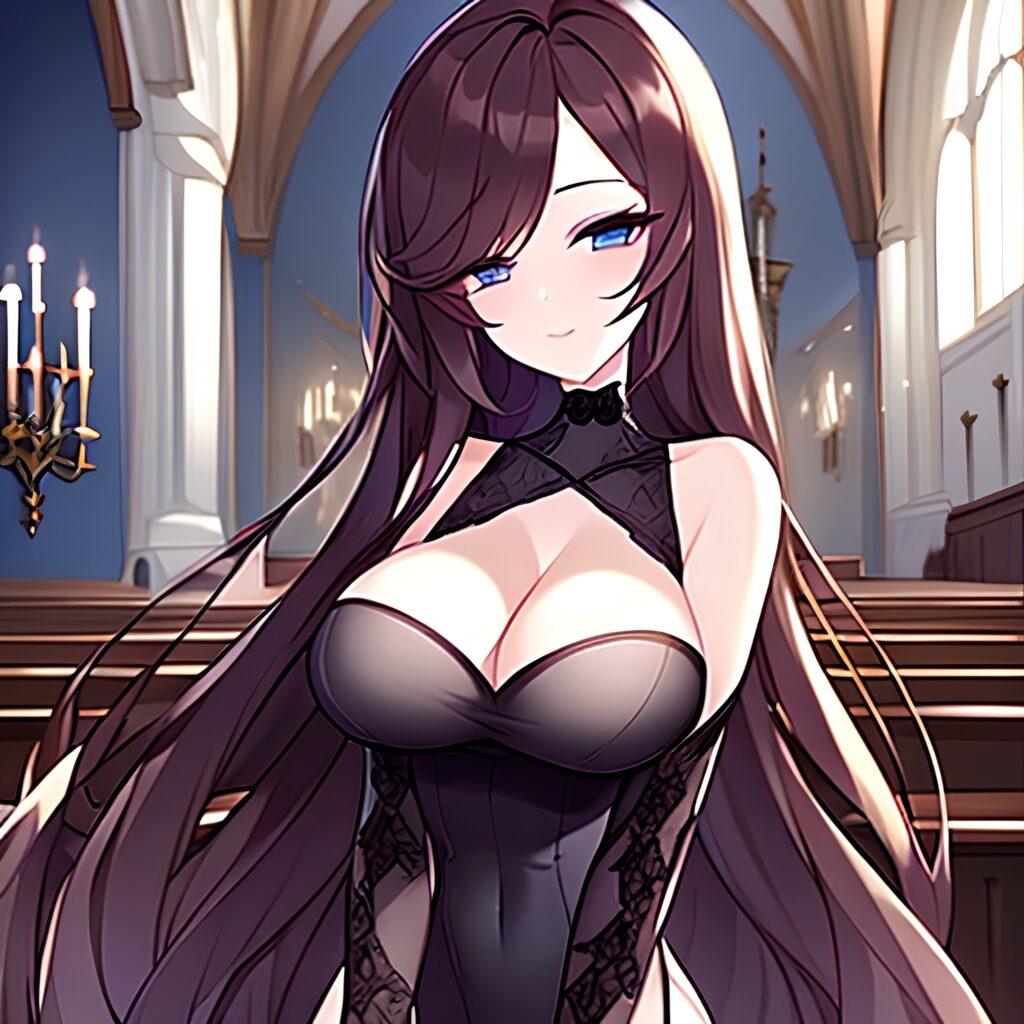 church fishnet woman messy hair brunette long hair