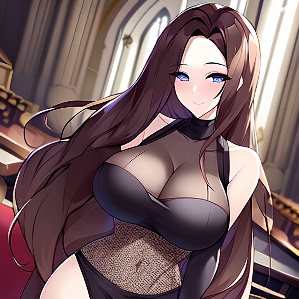 church fishnet woman messy hair long hair brunette 