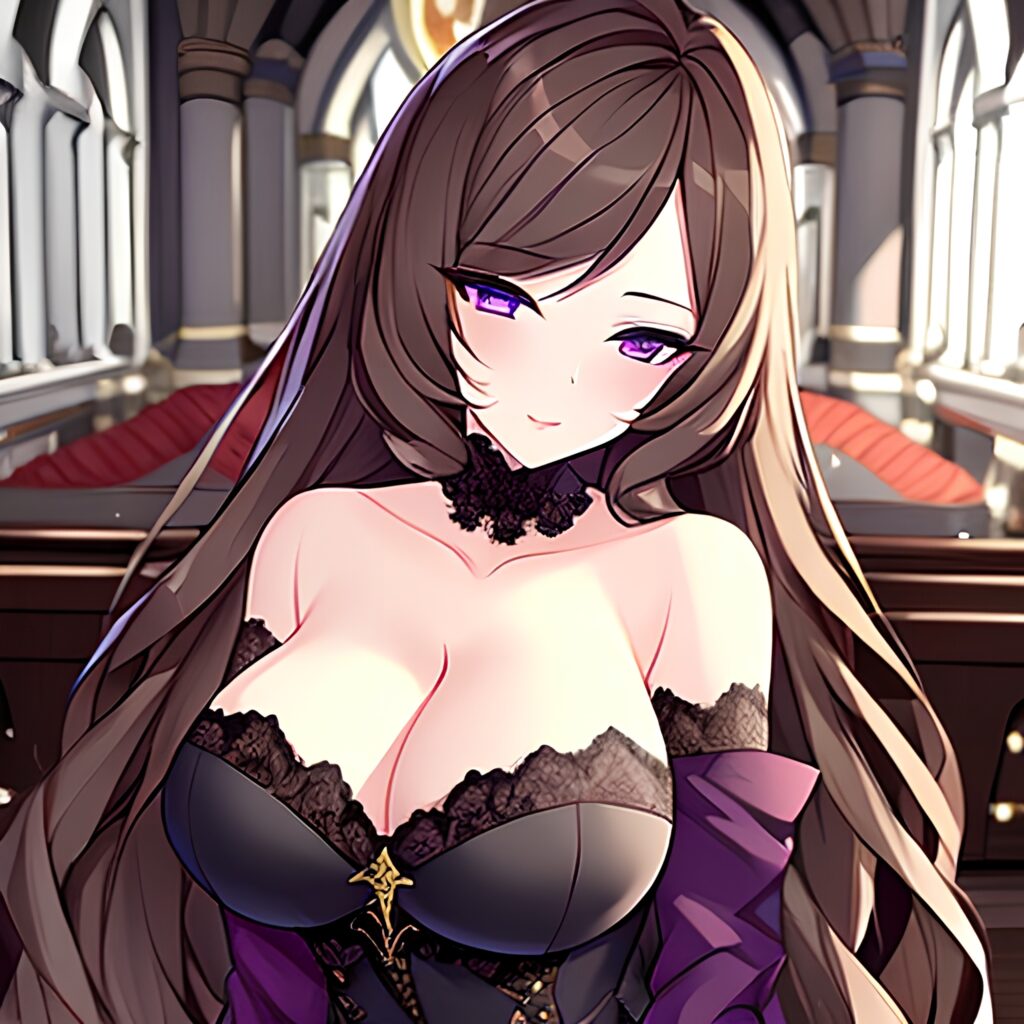 church long hair brunette messy hair woman fishnet 