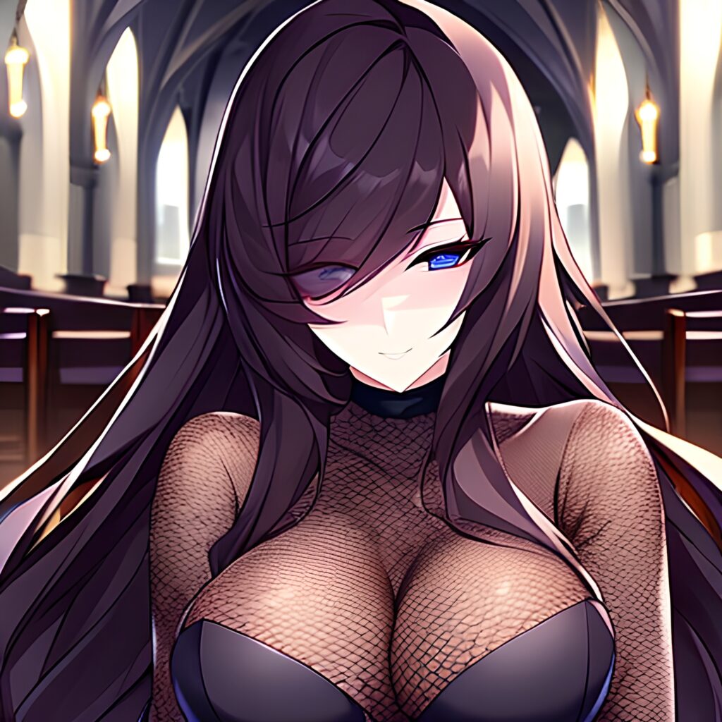 church long hair fishnet messy hair woman brunette