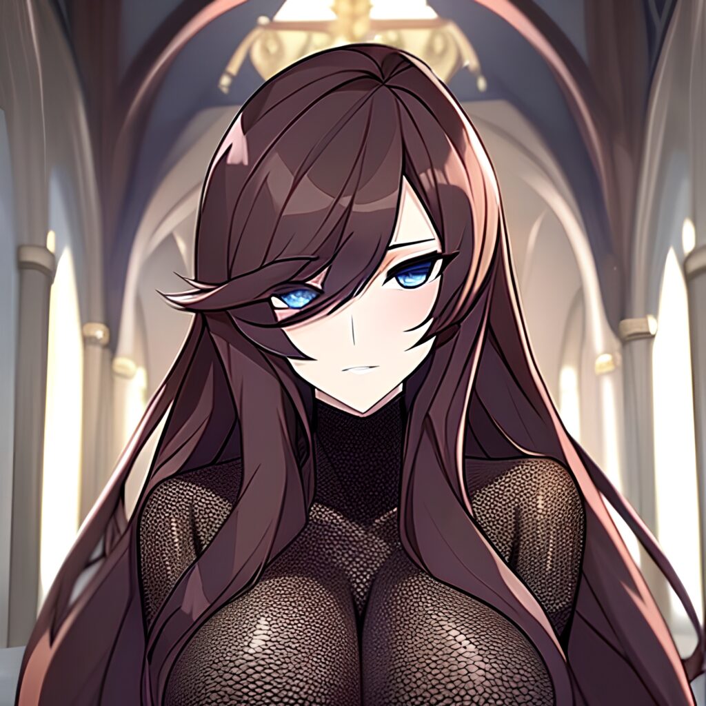 church long hair fishnet messy hair woman brunette
