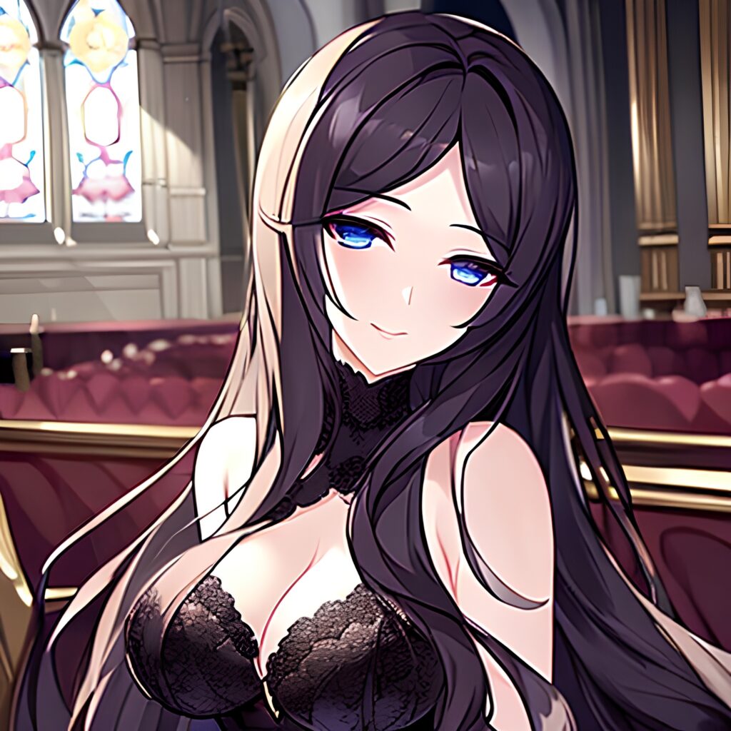 church long hair messy hair brunette woman fishnet