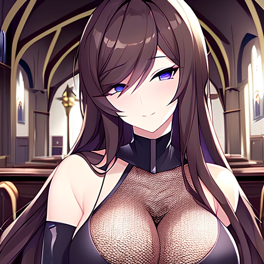church long hair messy hair fishnet woman brunette 