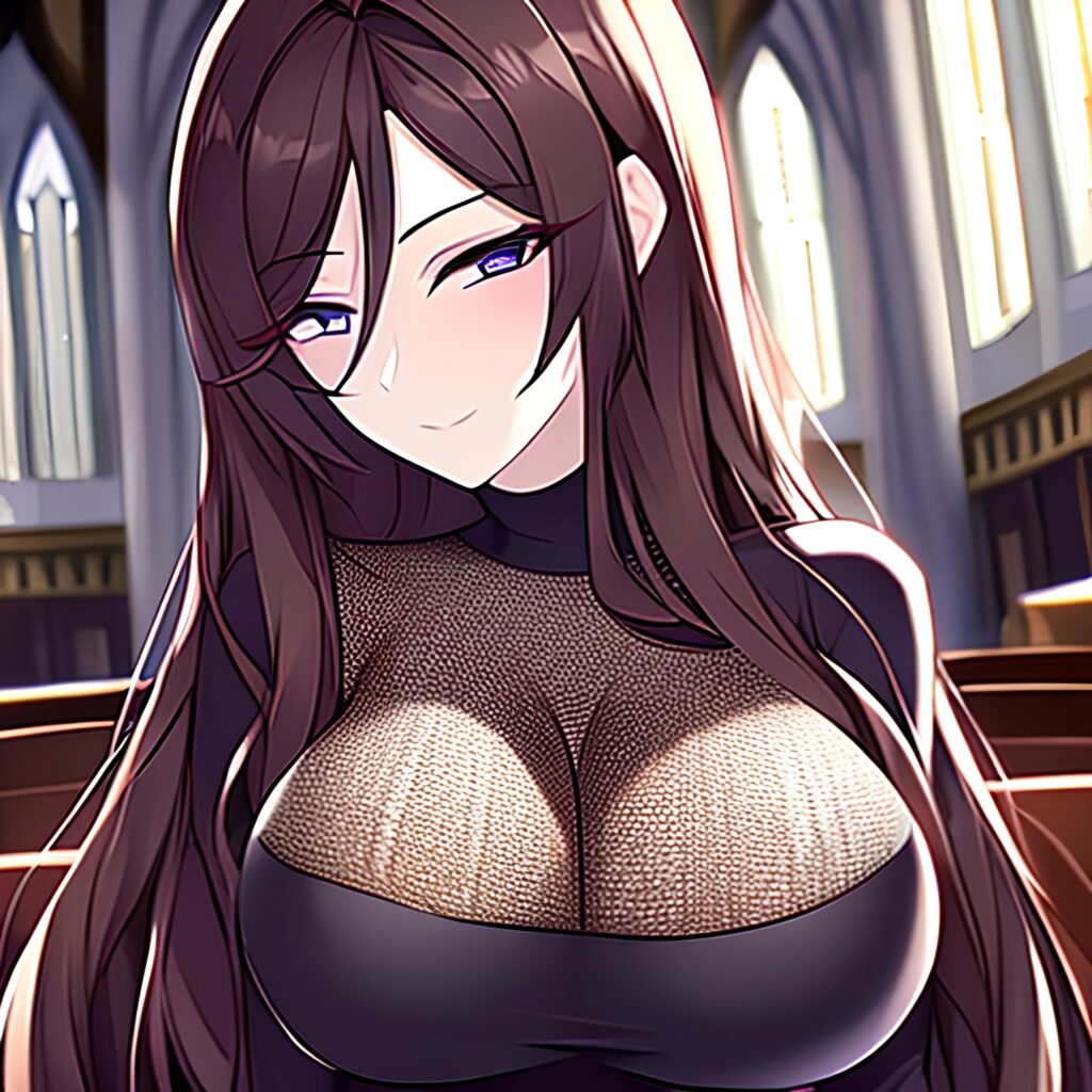 church long hair messy hair fishnet woman brunette
