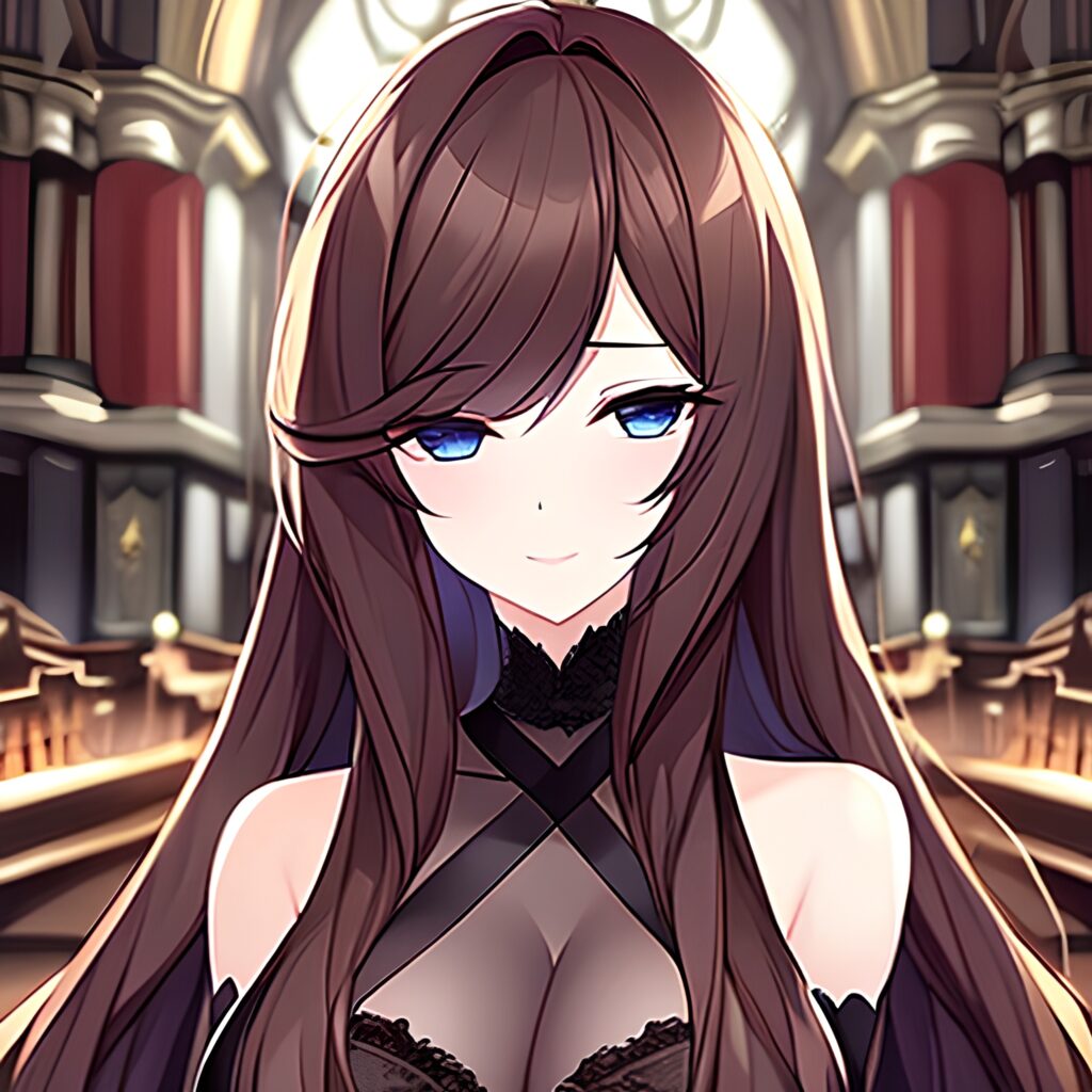 church long hair woman brunette fishnet messy hair 