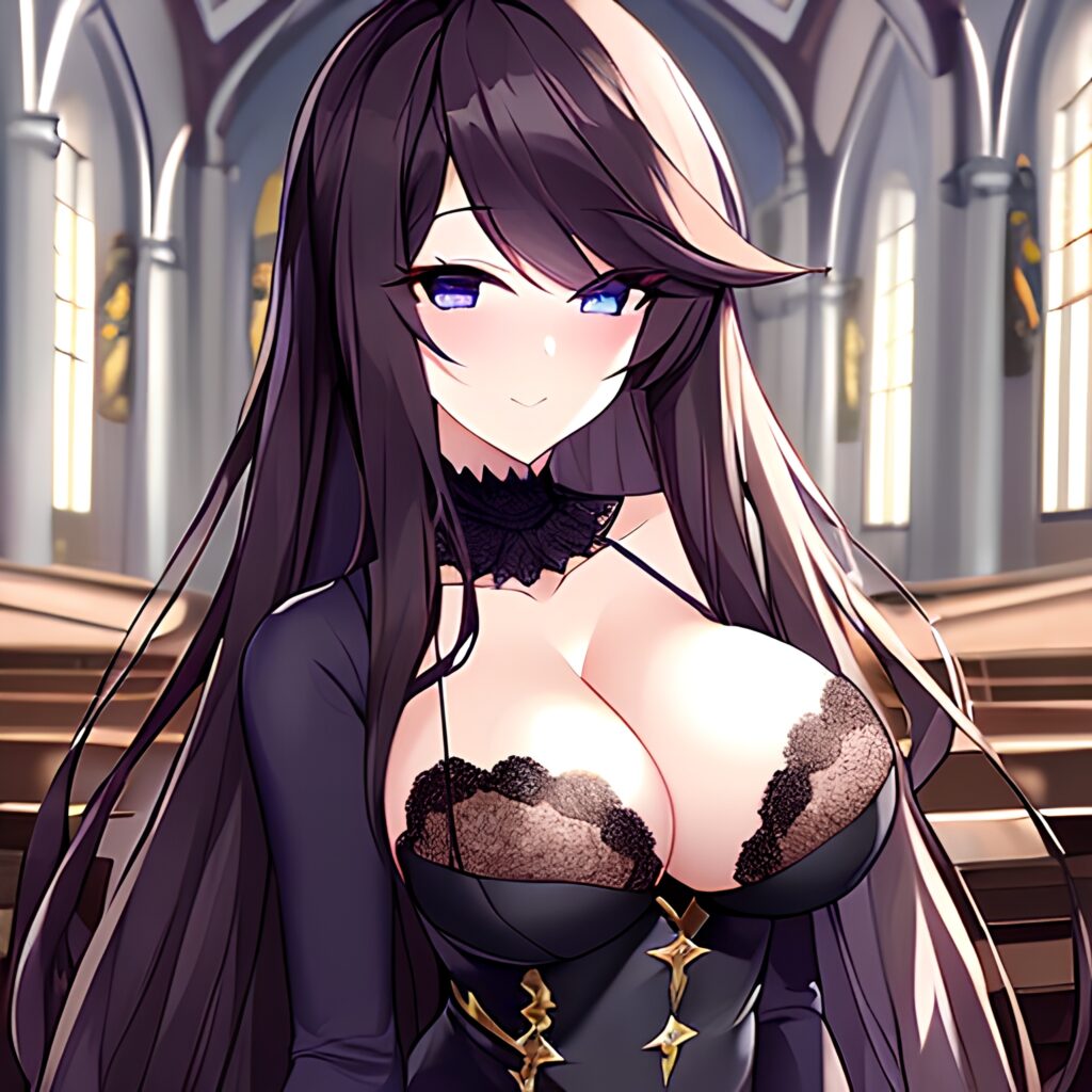 church messy hair brunette fishnet long hair woman
