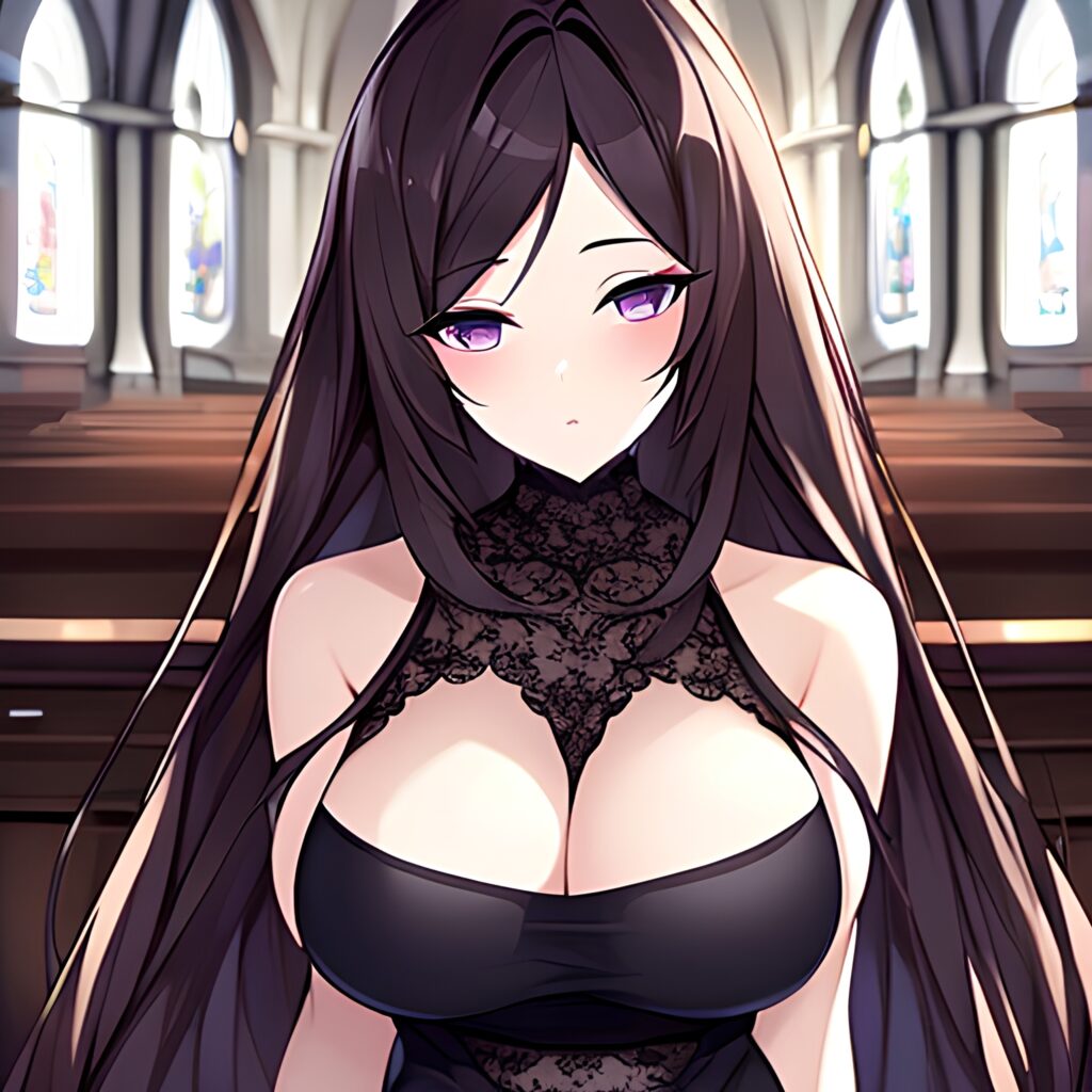 church messy hair brunette fishnet long hair woman 