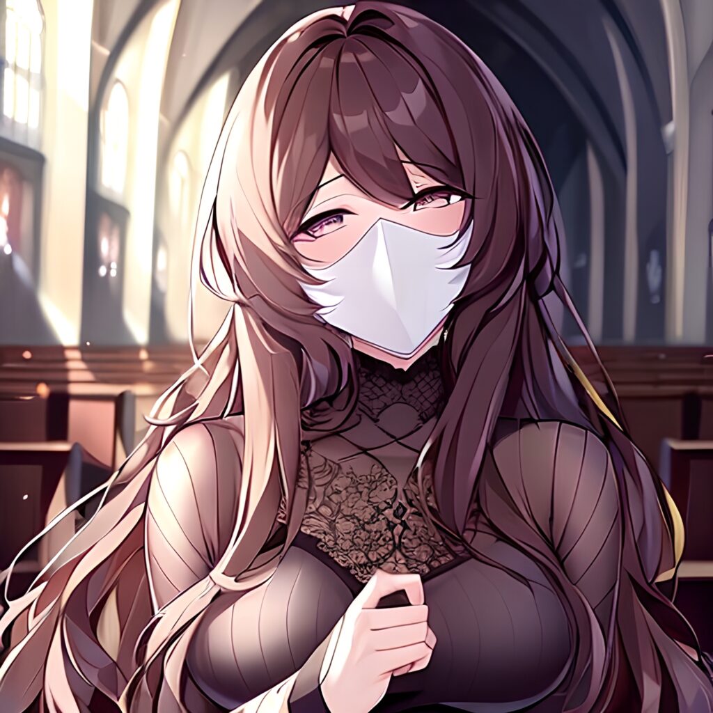 church messy hair brunette woman fishnet long hair