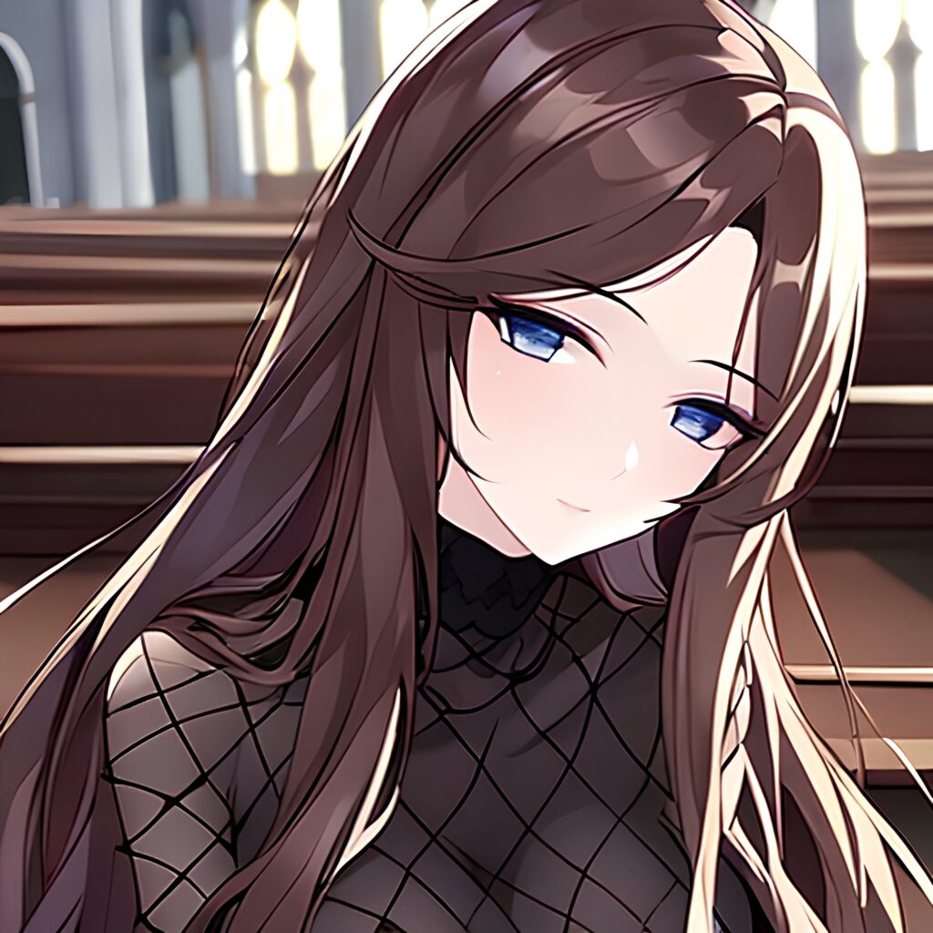 church messy hair fishnet long hair woman brunette