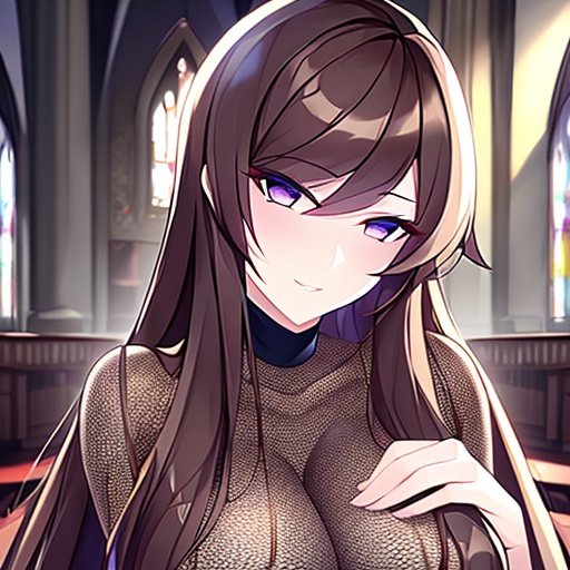 church messy hair fishnet woman brunette long hair 