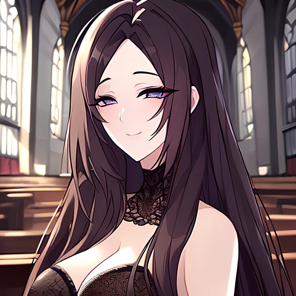 church messy hair long hair brunette fishnet woman 