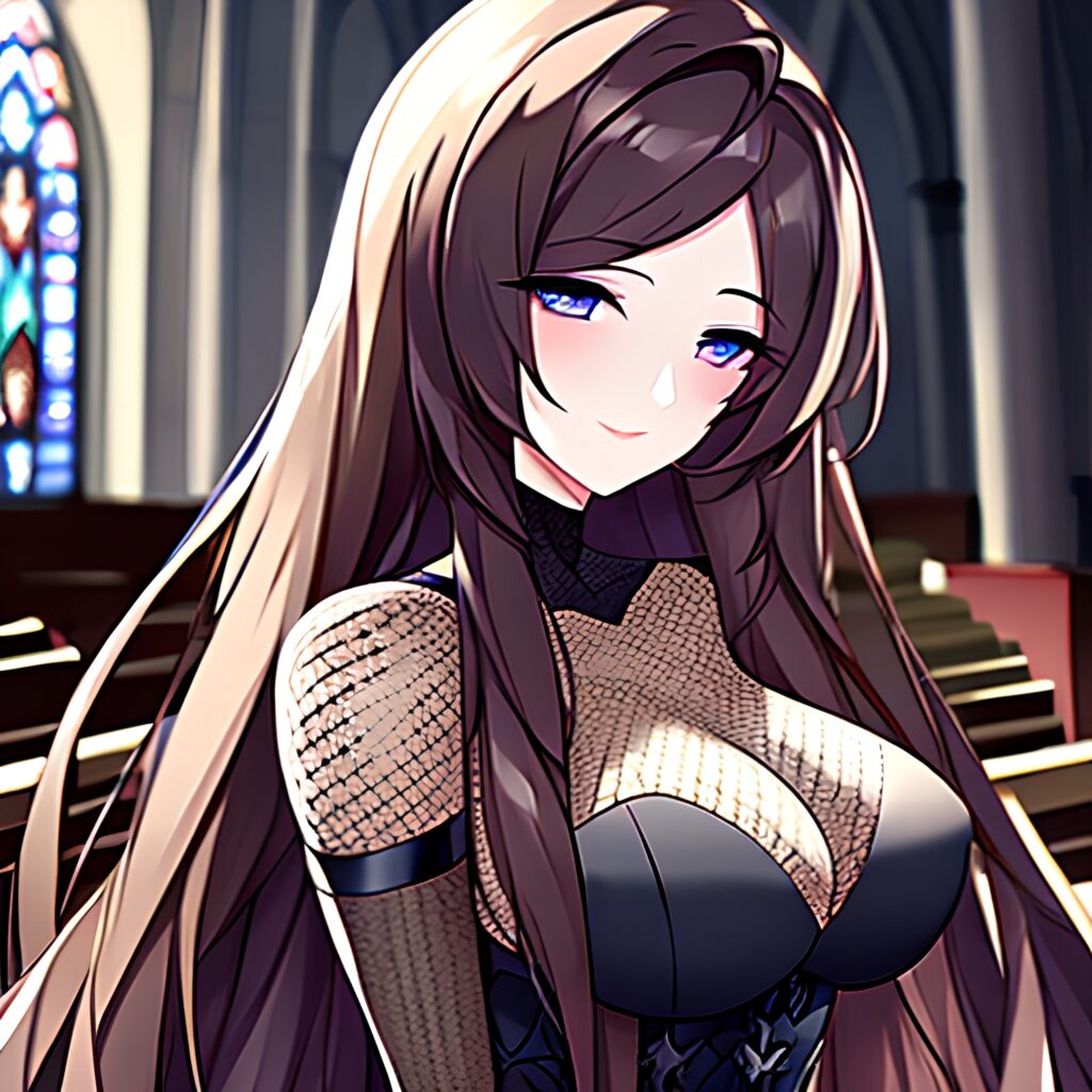 church messy hair long hair brunette fishnet woman 