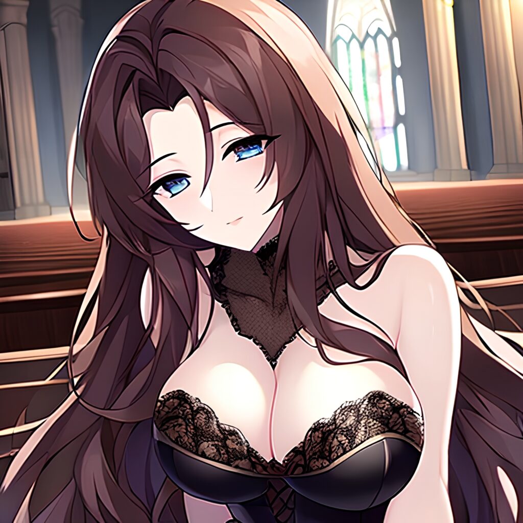 church messy hair long hair brunette fishnet woman 