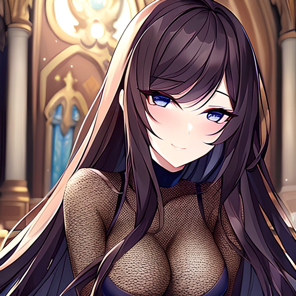 church messy hair woman brunette fishnet long hair 