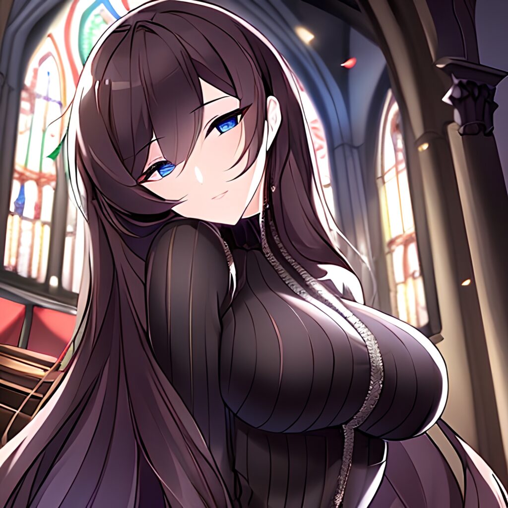 church messy hair woman brunette fishnet long hair 