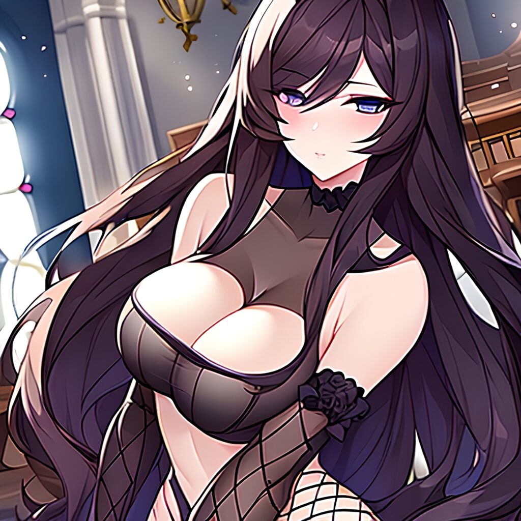 church messy hair woman brunette fishnet long hair 