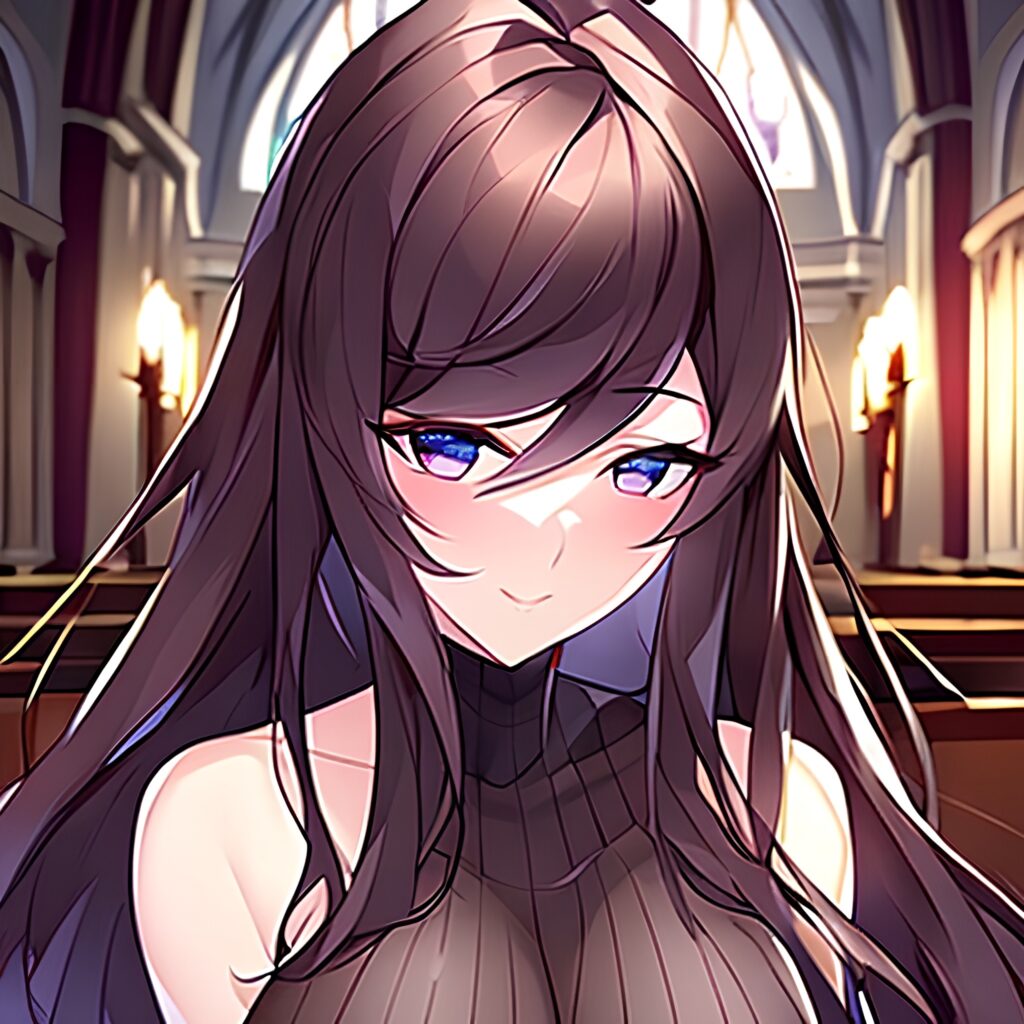 church messy hair woman brunette fishnet long hair 