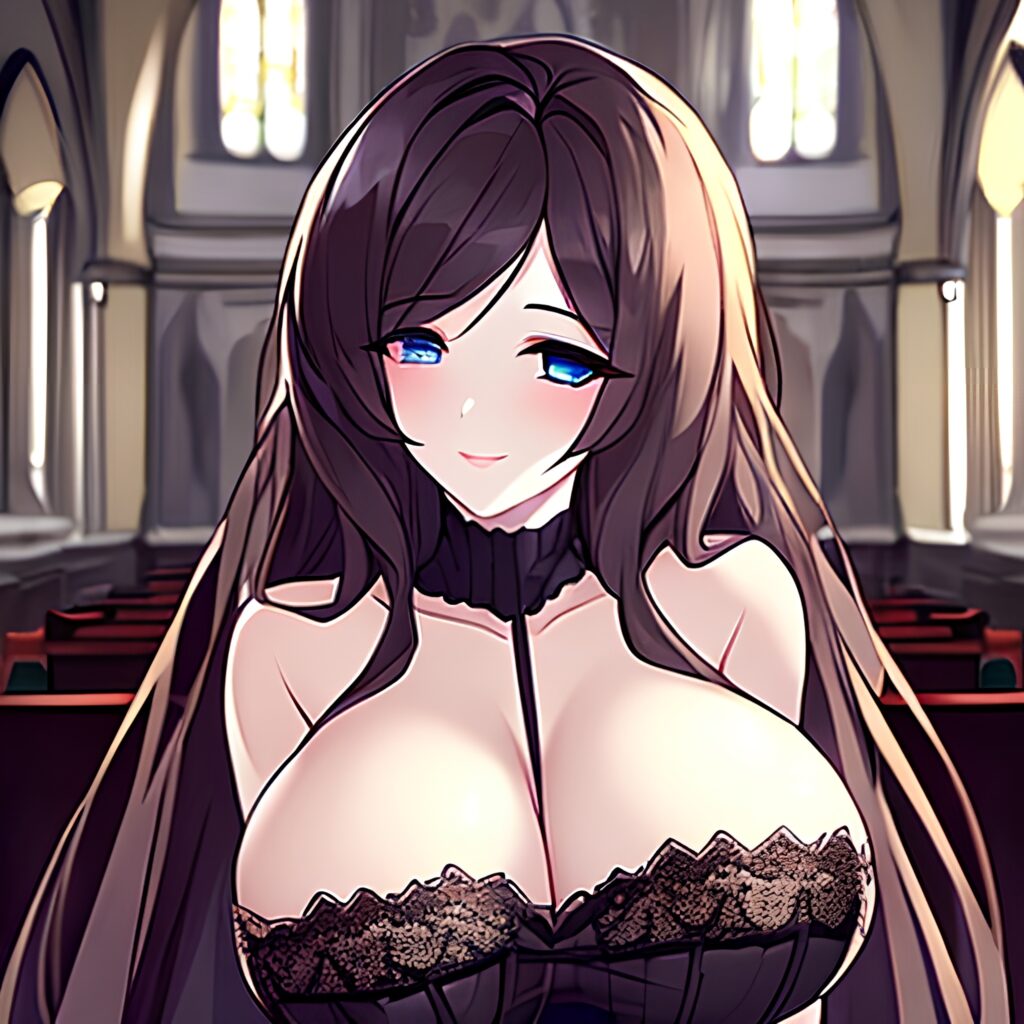 church messy hair woman brunette long hair fishnet 