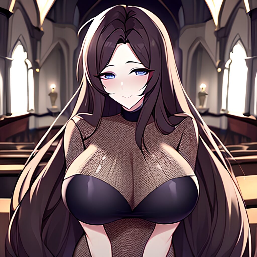 church messy hair woman fishnet brunette long hair 