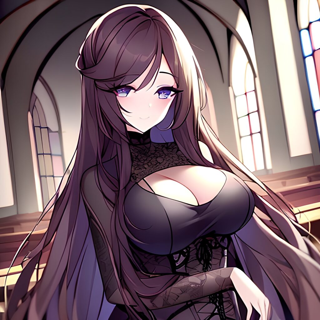 church messy hair woman fishnet long hair brunette